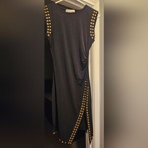 Michael Kors Black Dress with Gold Stud Accent. Size Small